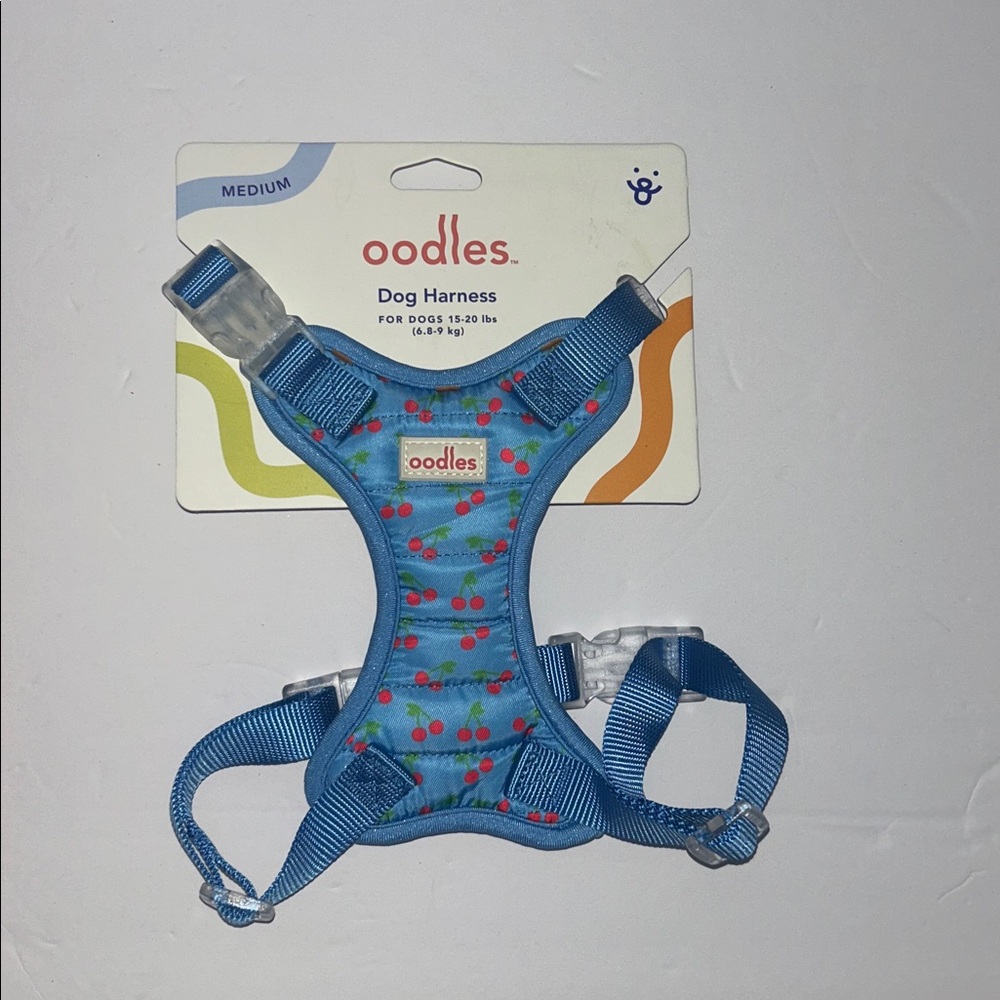 Oodles Blue w/ Cherries Dog Harness M (15-20lbs)